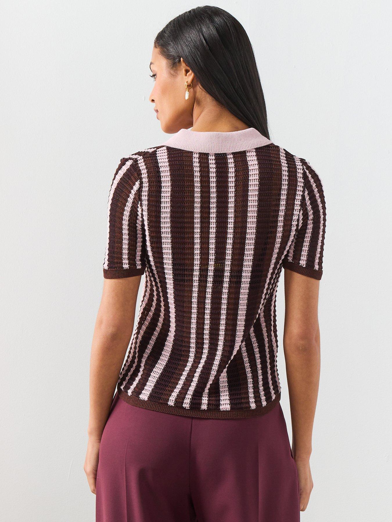  image of mango-knitted-polo-sweater-brown