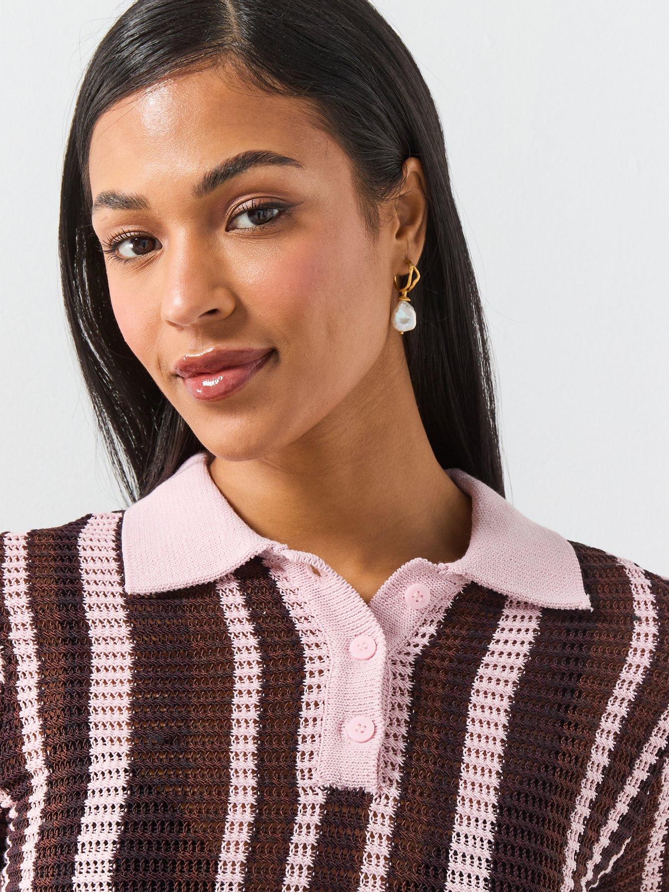  image of mango-knitted-polo-sweater-brown
