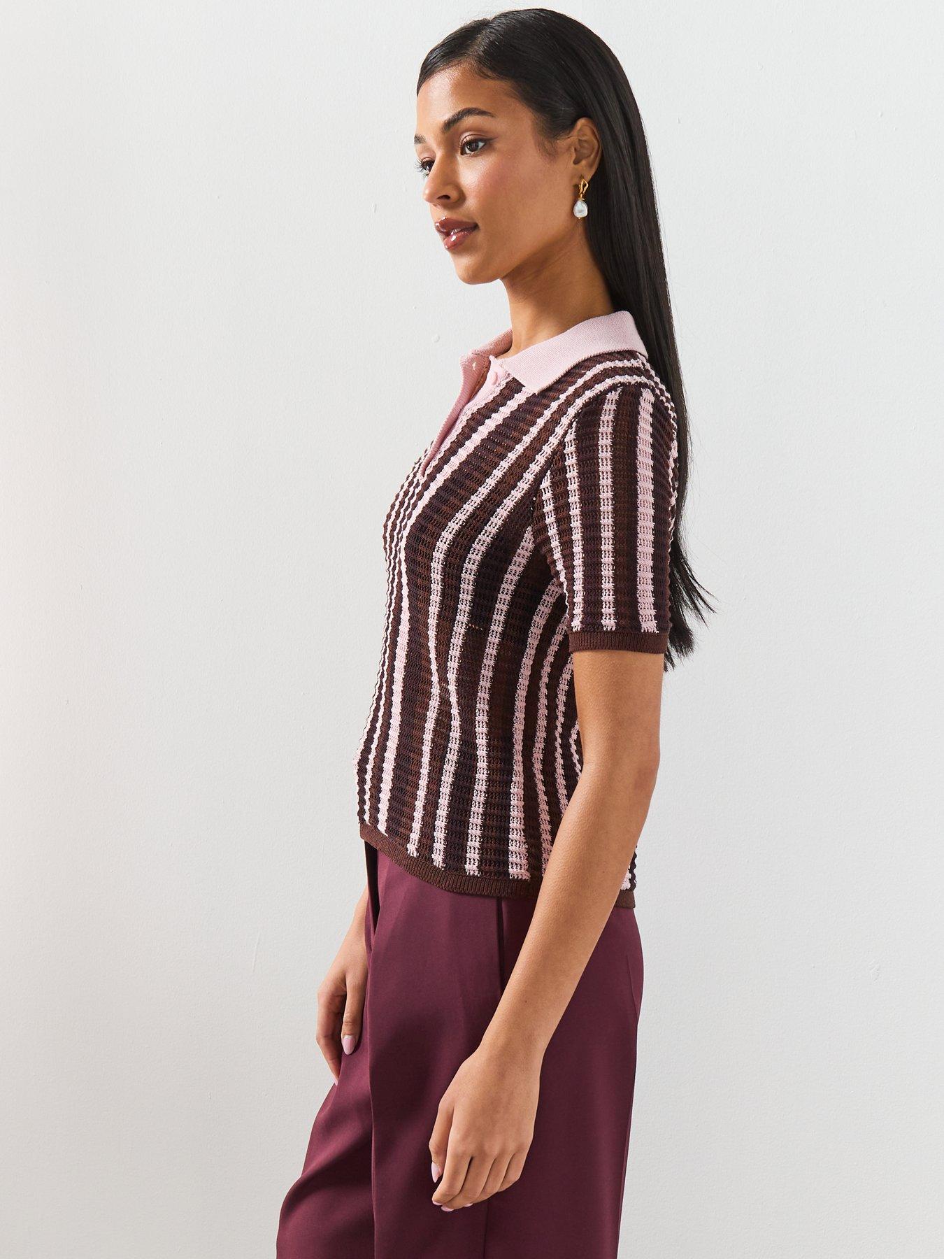  image of mango-knitted-polo-sweater-brown