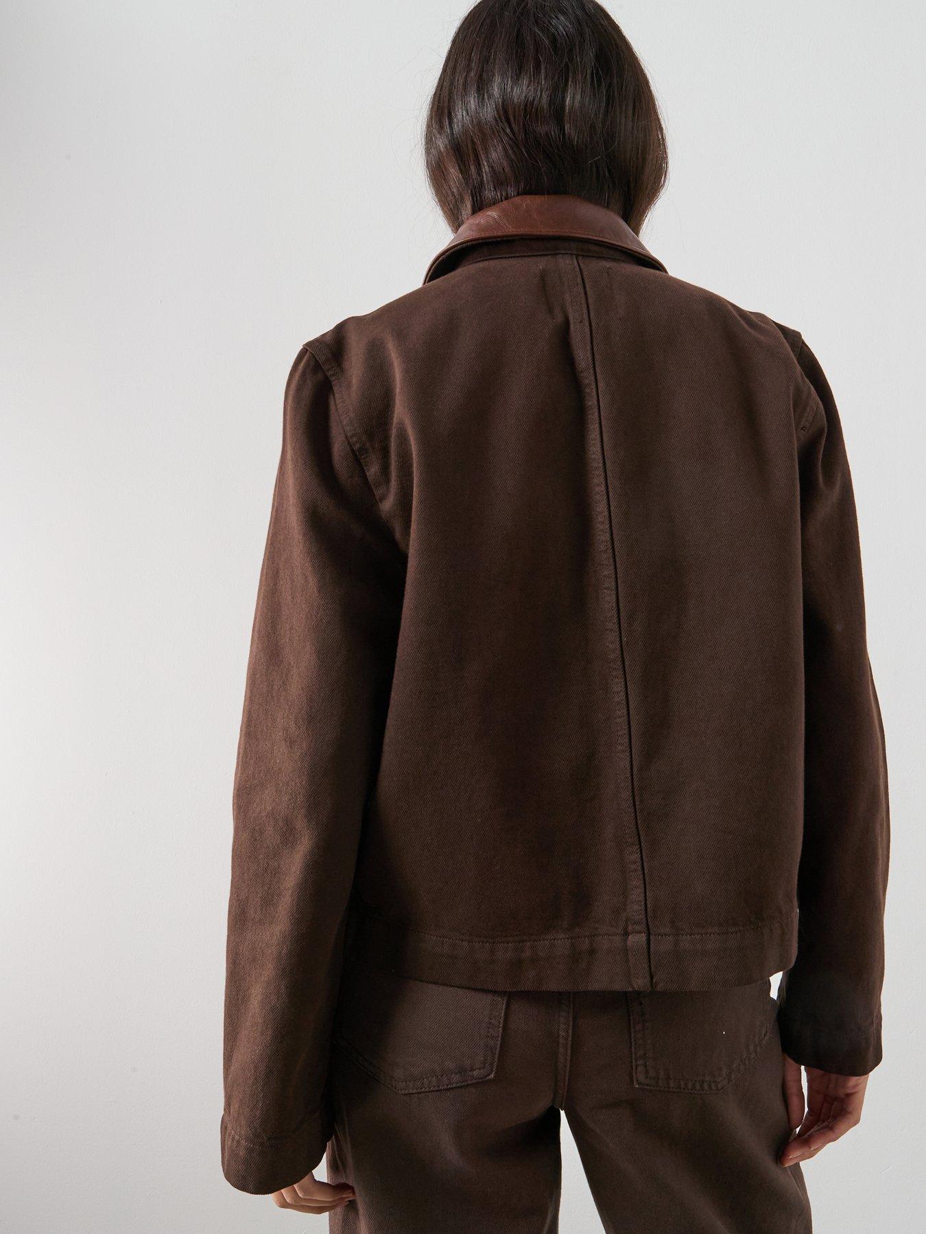 Image 2 of 6 of Mango Denim Parka With Contrasting Collar - Brown