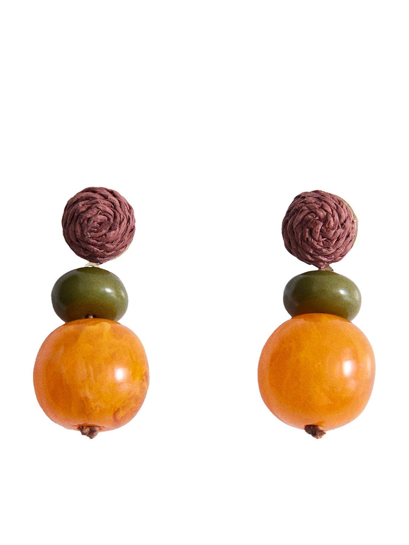 image of mango-combined-resin-hanging-earrings-orange