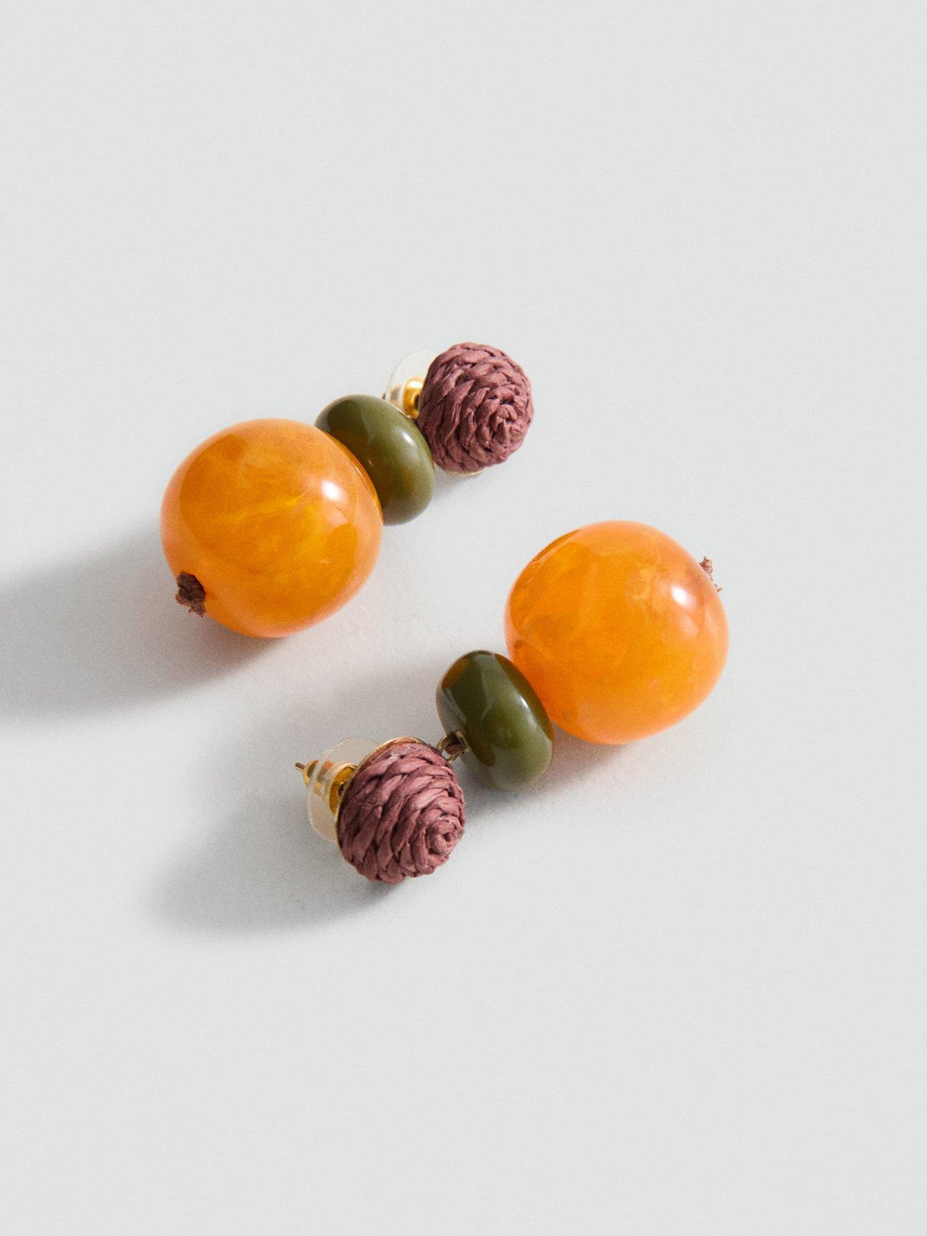  image of mango-combined-resin-hanging-earrings-orange