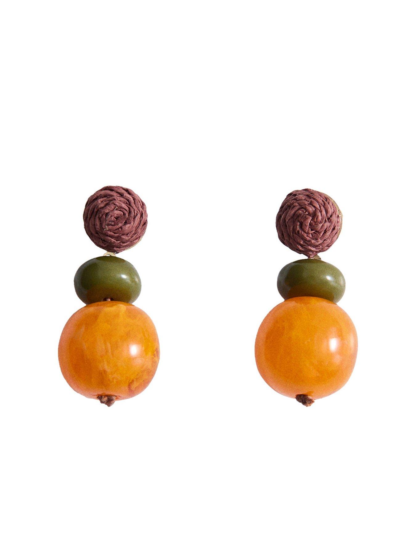 stillFront image of mango-combined-resin-hanging-earrings-orange