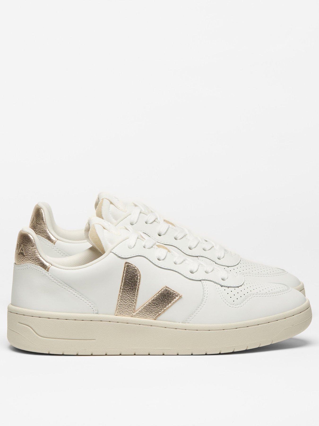 Image 1 of 3 of Veja Womens V-10 Prime Leather Trainers - White