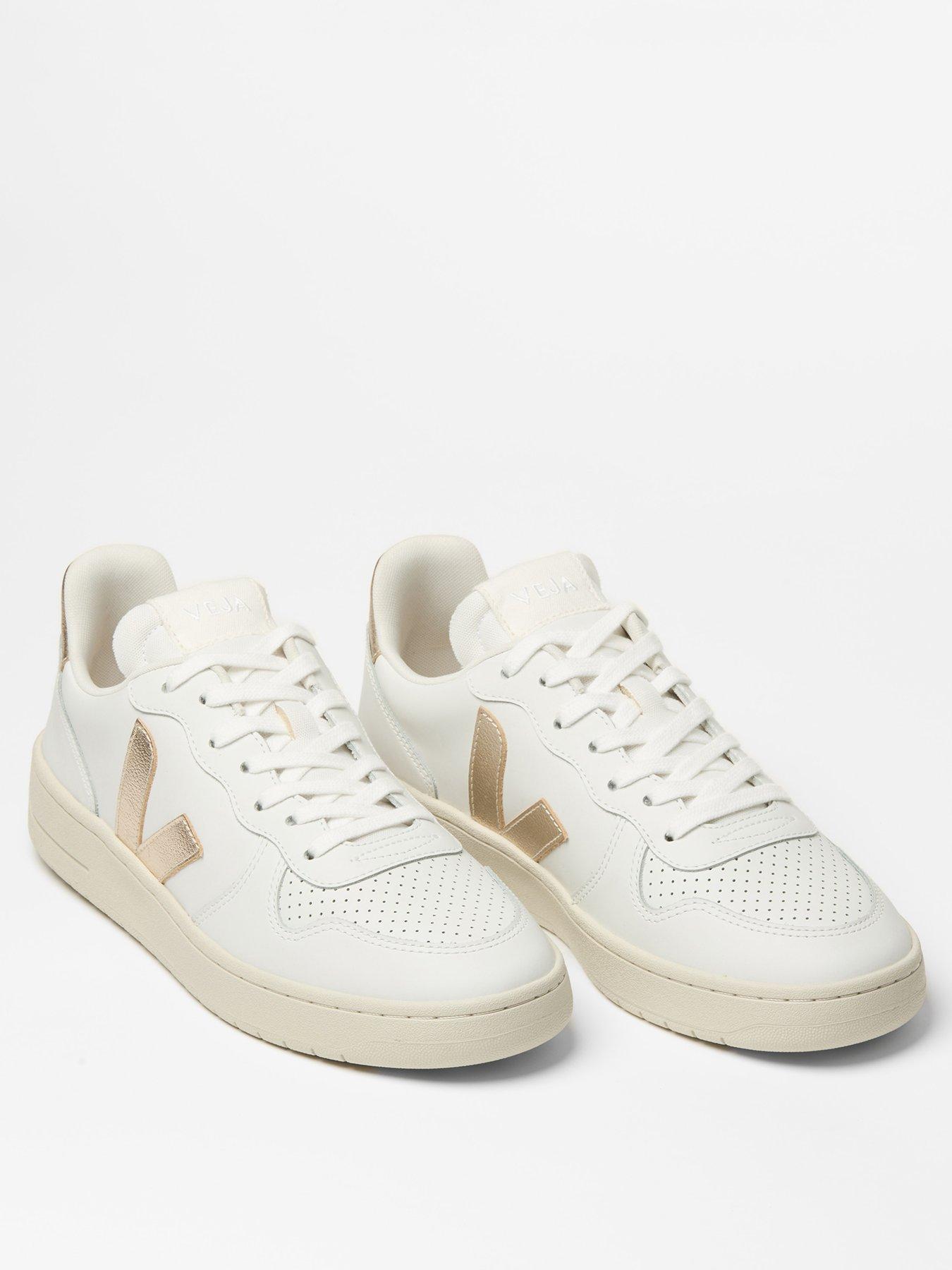 Image 2 of 3 of Veja Womens V-10 Prime Leather Trainers - White