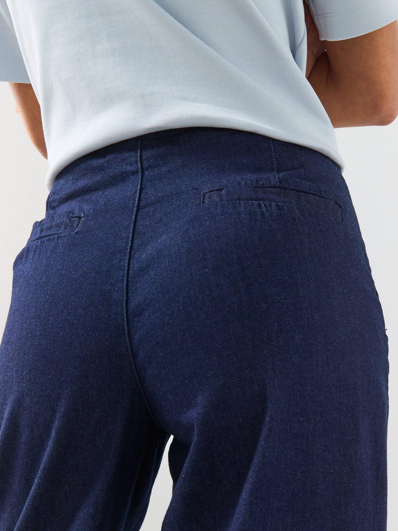  image of mango-wide-leg-mid-rise-jeans-blue
