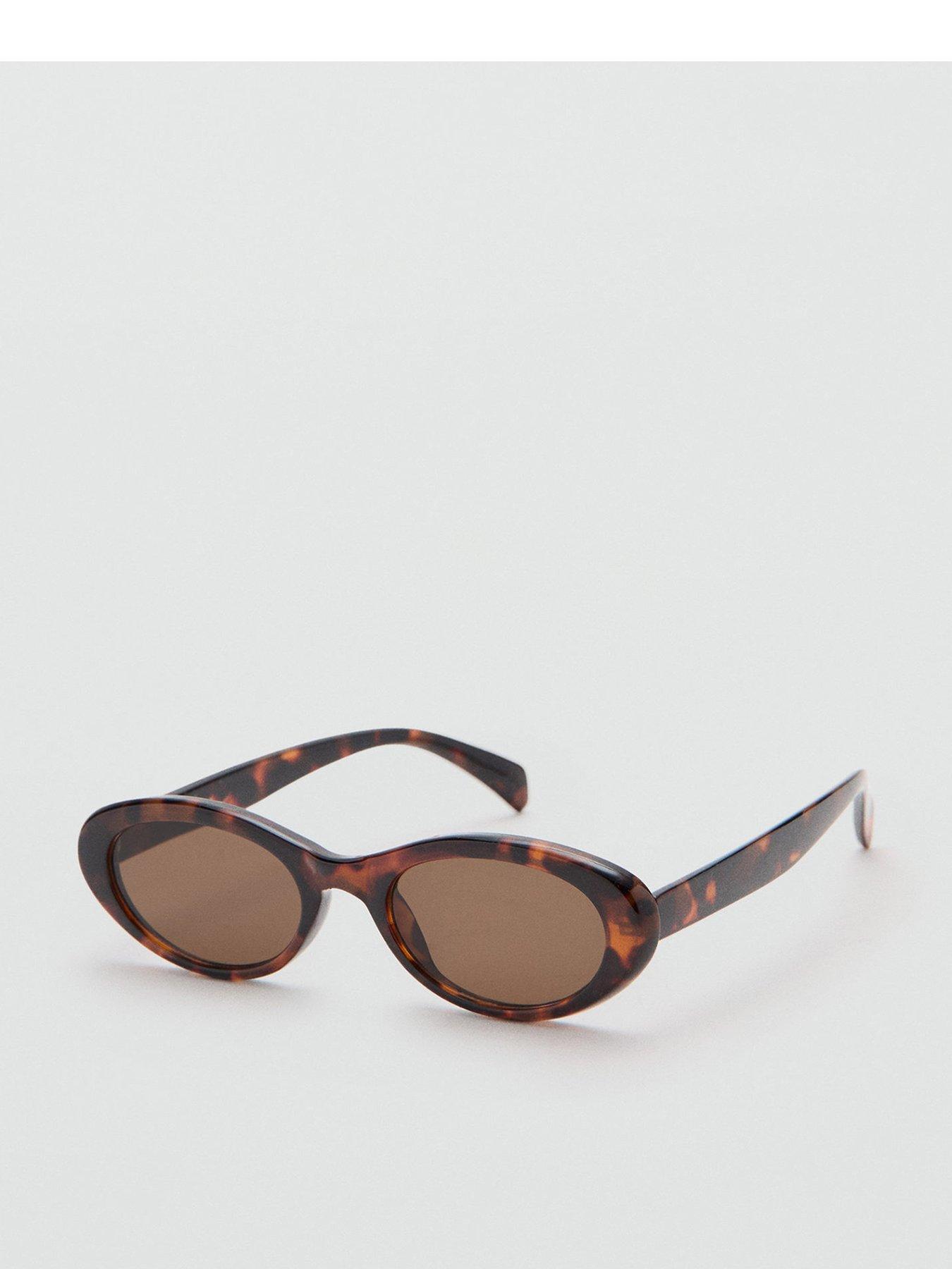 front image of mango-resin-frame-sunglasses-brown