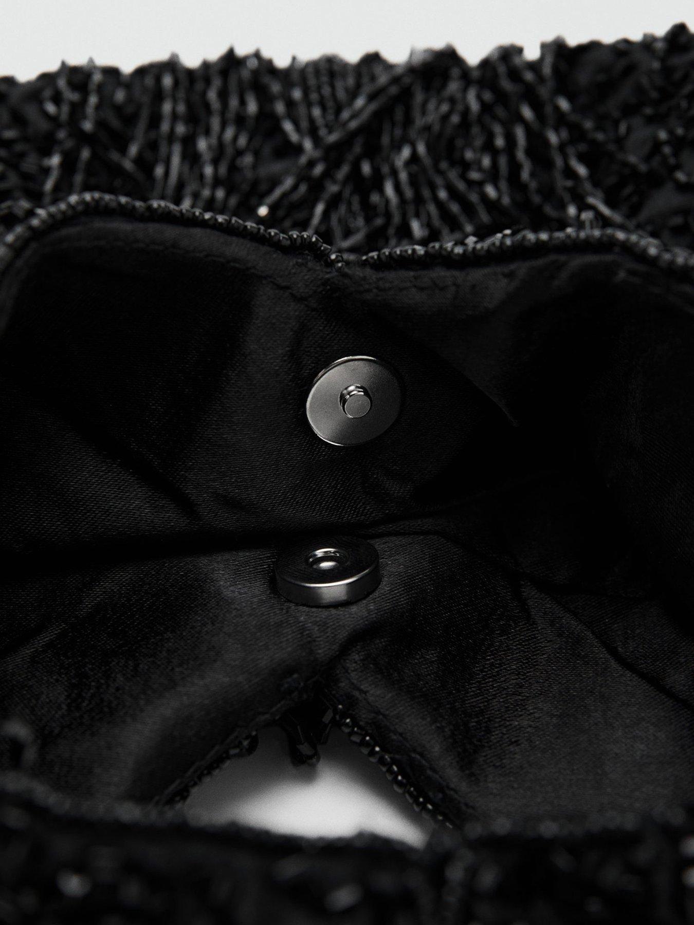  image of mango-fringed-handbag-black