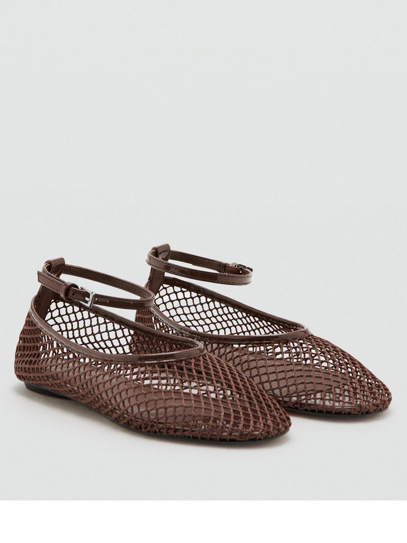  image of mango-ballet-flats-with-mesh-bracelet-brown