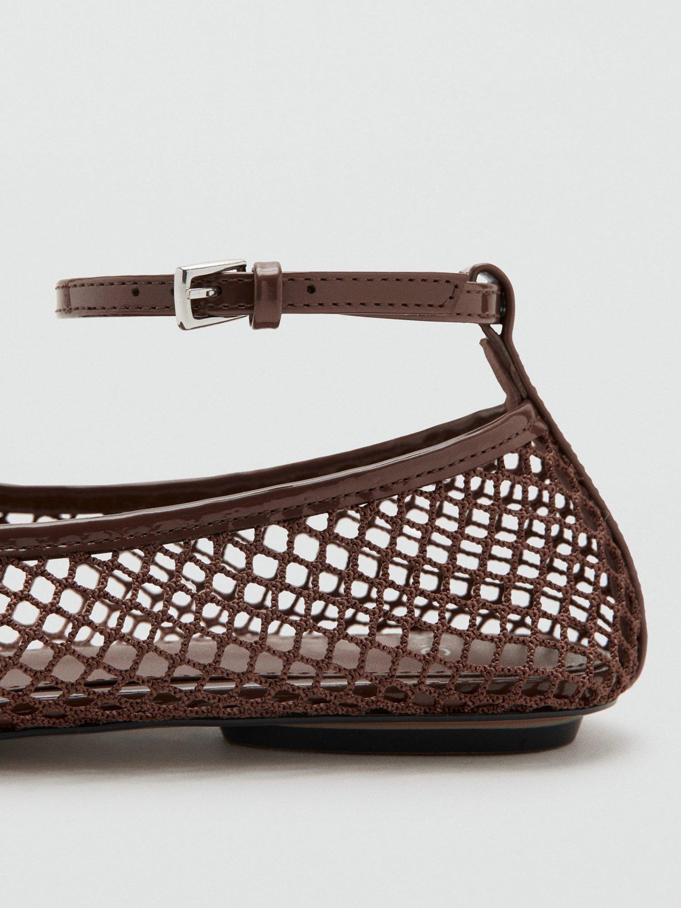  image of mango-ballet-flats-with-mesh-bracelet-brown