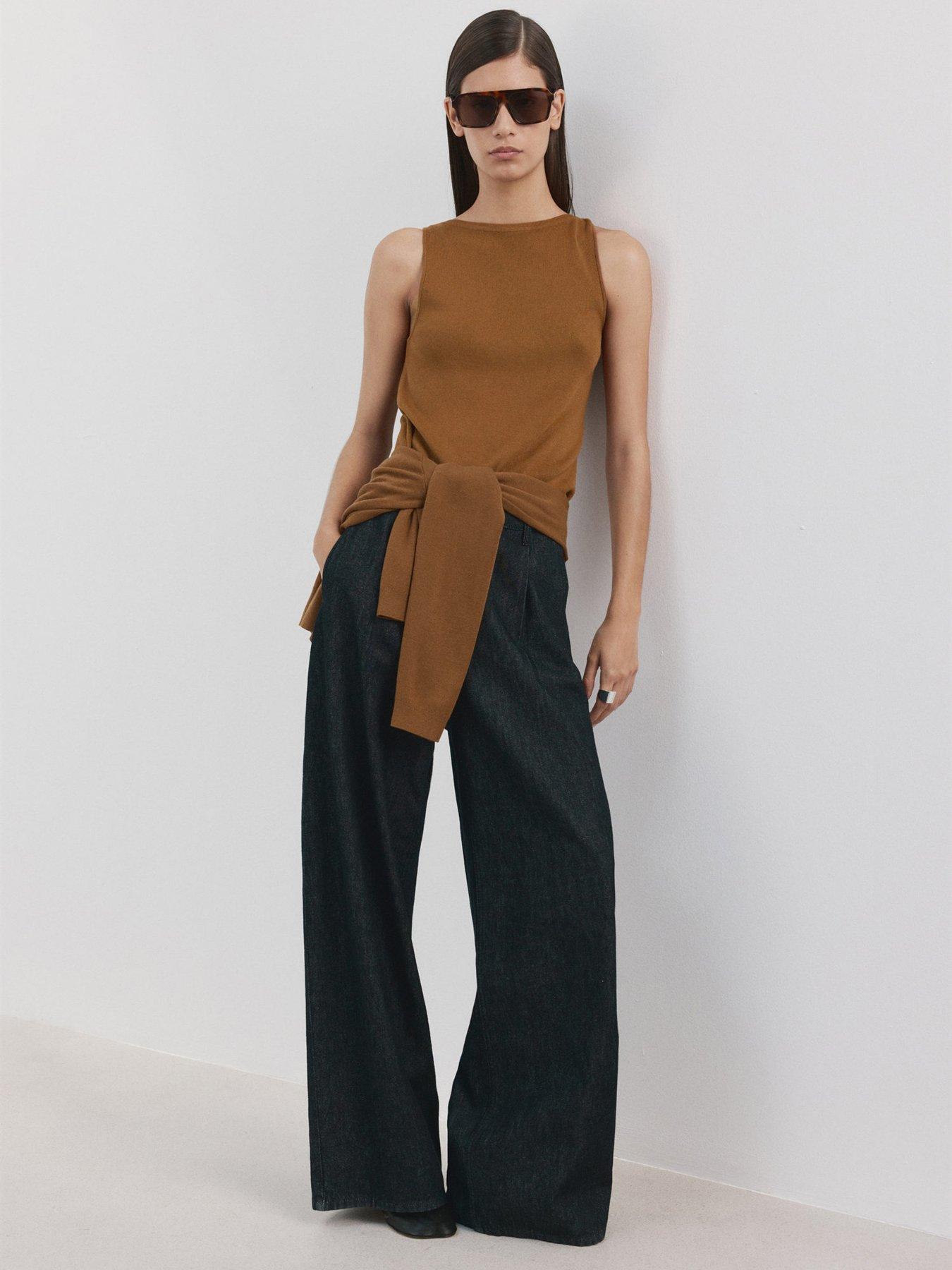 Mango Fine-Knit Top - Brown