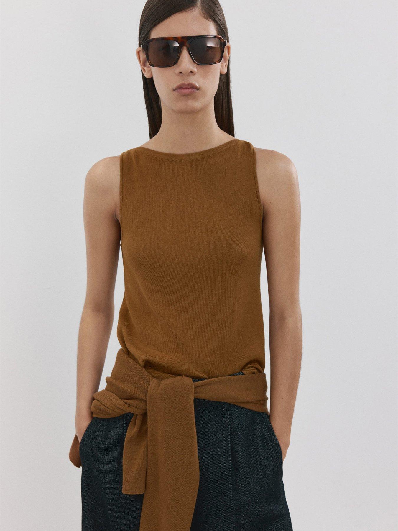stillFront image of mango-fine-knit-top-brown