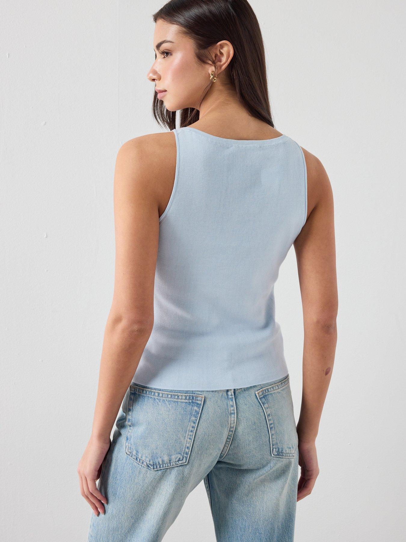  image of mango-fine-knit-top-blue