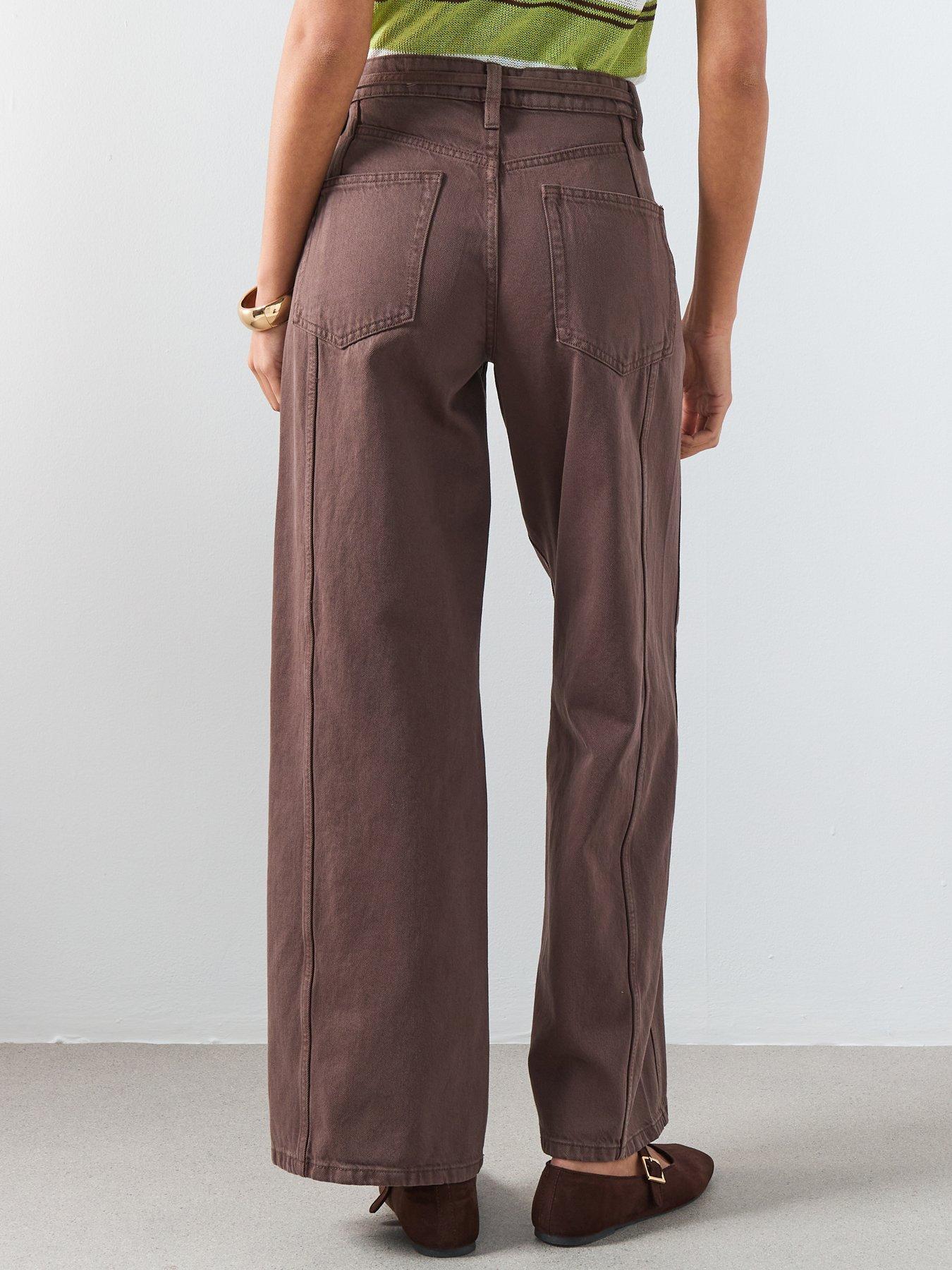 Image 2 of 6 of Mango Wide-Leg Jeans With Drawstring - Brown