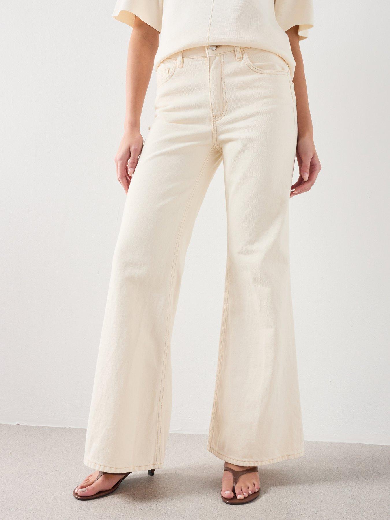  image of mango-mid-rise-flared-jeans-cream