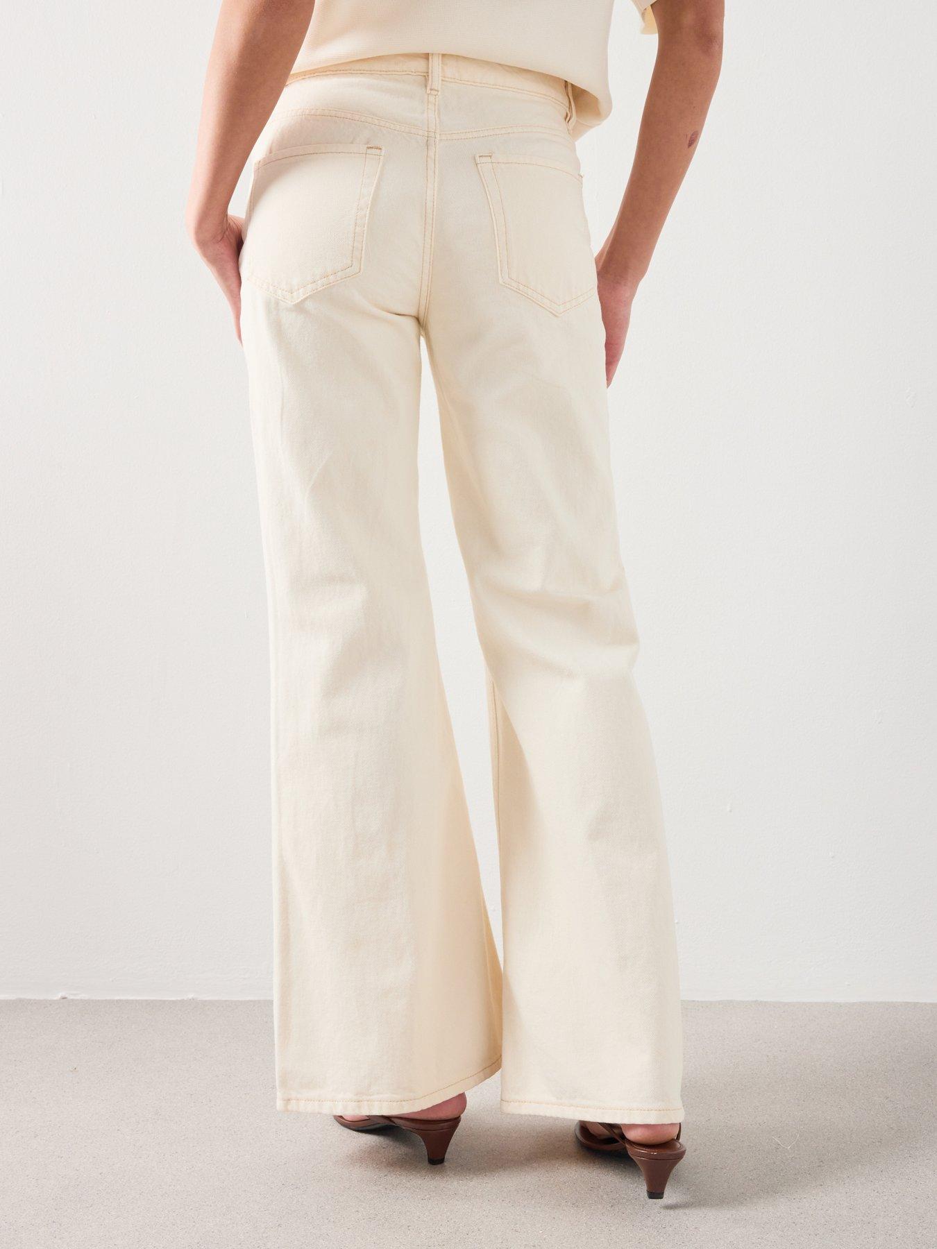  image of mango-mid-rise-flared-jeans-cream