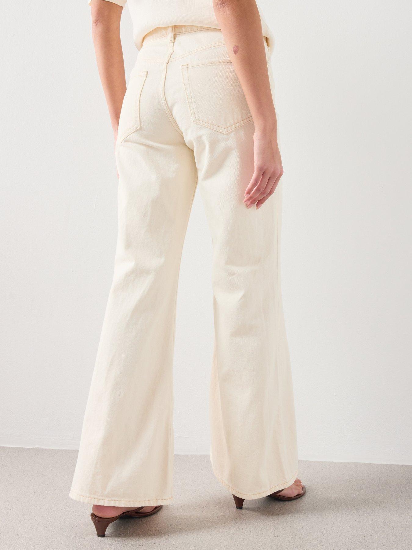  image of mango-mid-rise-flared-jeans-cream