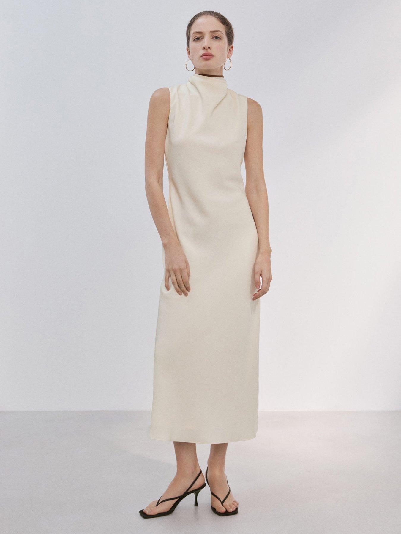Mango Scarf Detail Dress - Vanilla