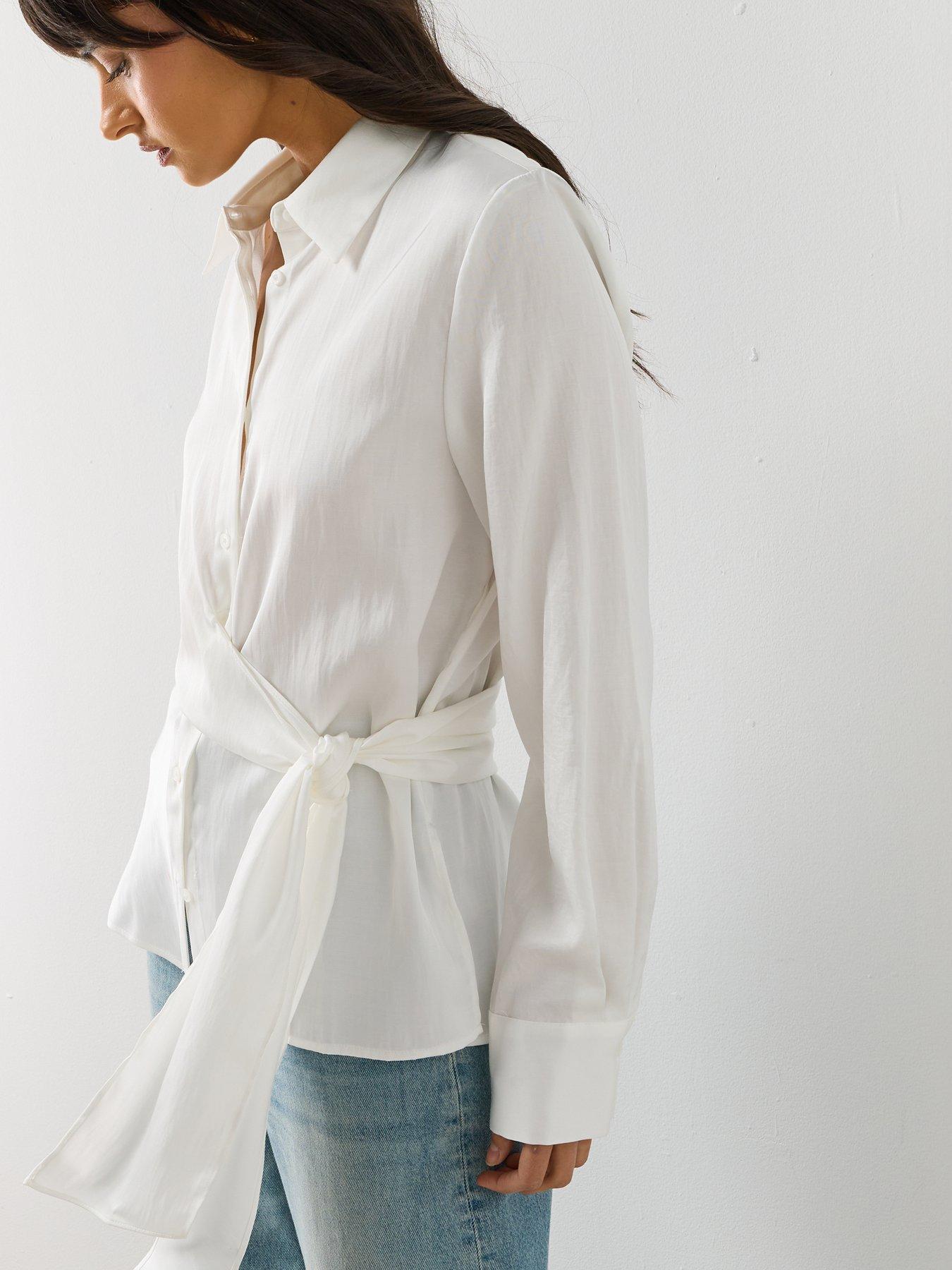  image of mango-side-knot-blouse-white
