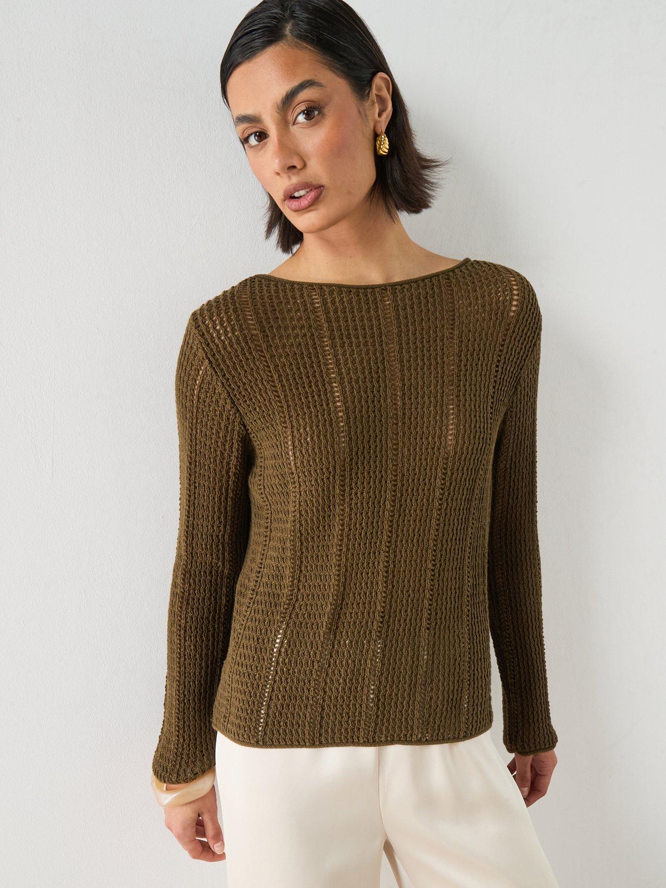 Mango Knitted Ribbed Sweater - Green