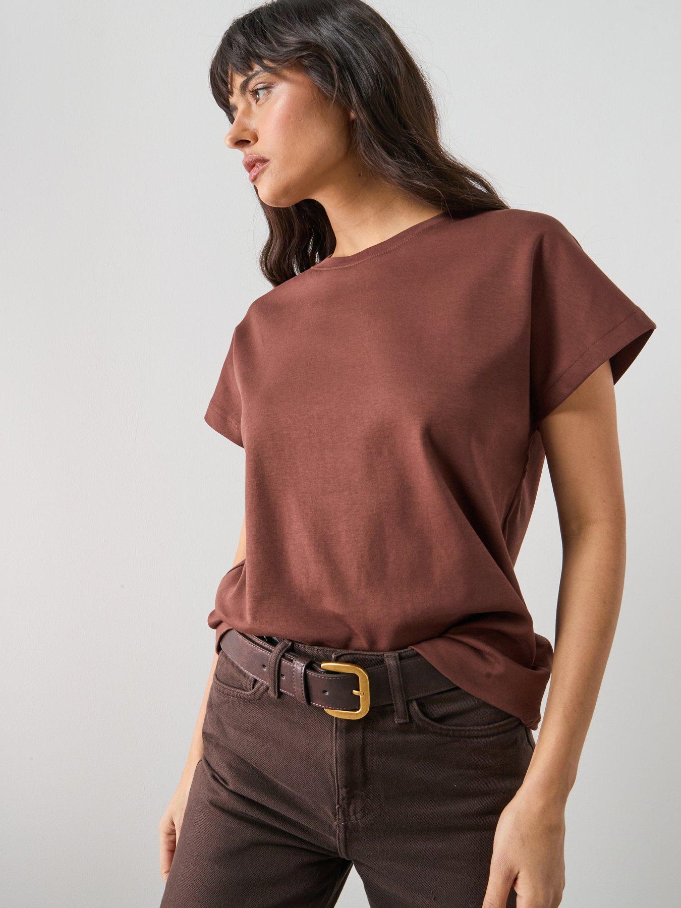 Mango Short-Sleeved Cotton T-Shirt - Russet