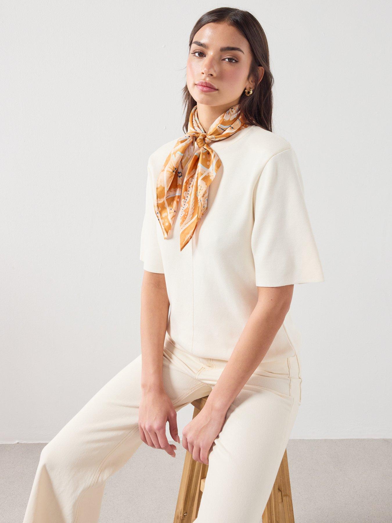 Mango Short-Sleeved Knitted Sweater - White