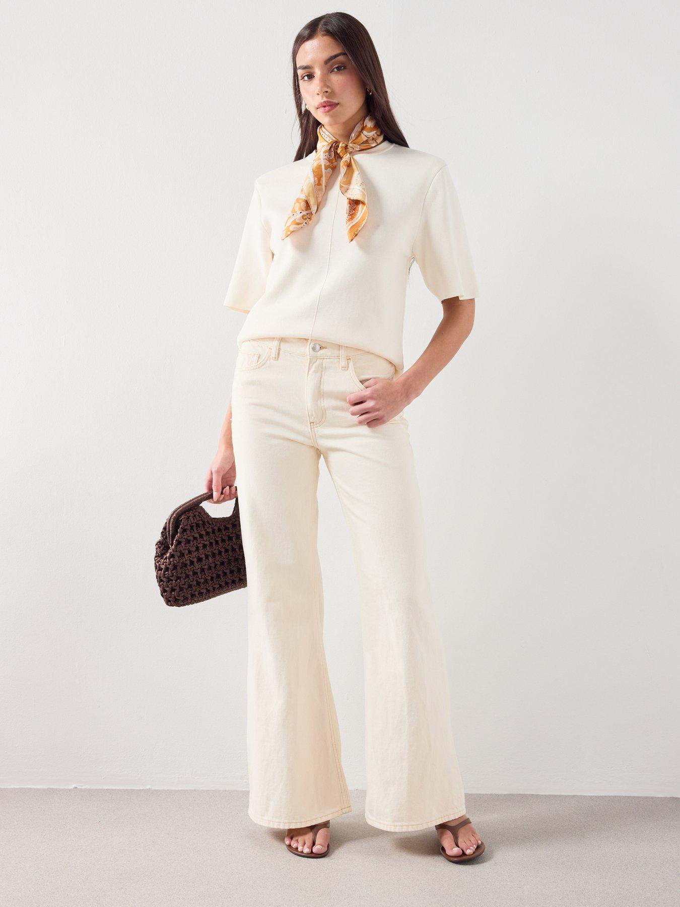 Image 3 of 6 of Mango Short-sleeved Knitted Sweater - White