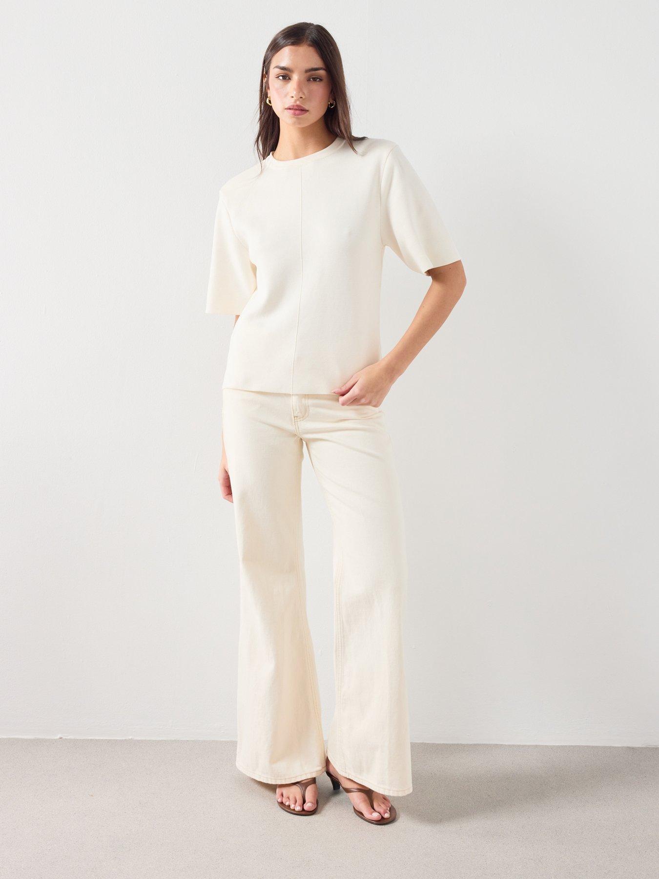 Image 6 of 6 of Mango Short-sleeved Knitted Sweater - White