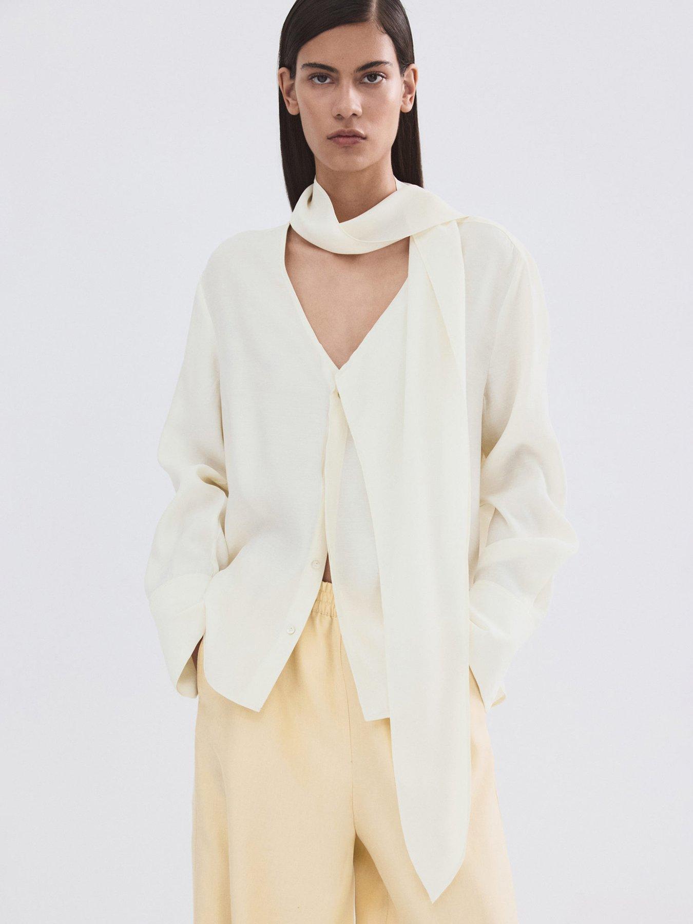 Mango Scarf Collar Blouse - Ecru