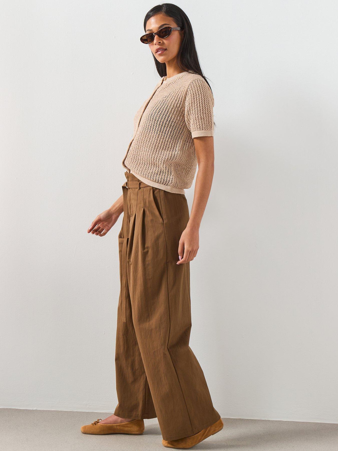 Image 6 of 6 of Mango Trousers With Belt Loops - Khaki