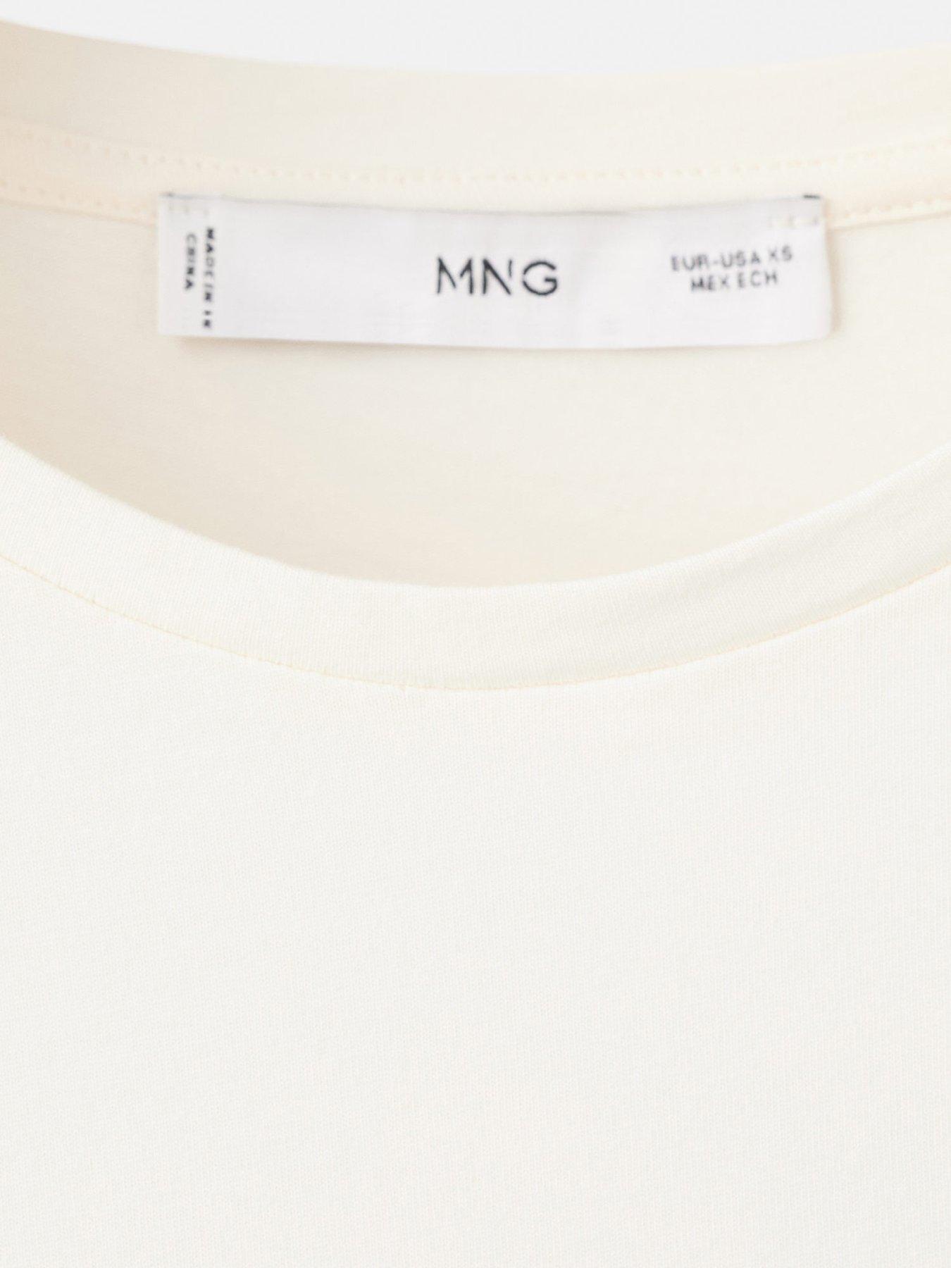 Image 4 of 6 of Mango Embroidered Cutwork Cotton T-shirt - Cream