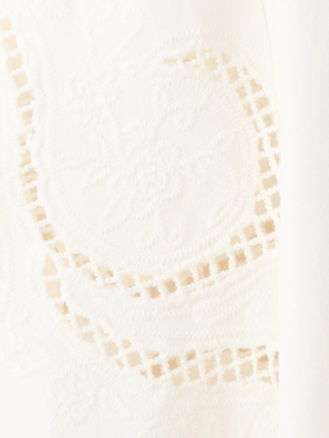 Image 5 of 6 of Mango Embroidered Cutwork Cotton T-shirt - Cream