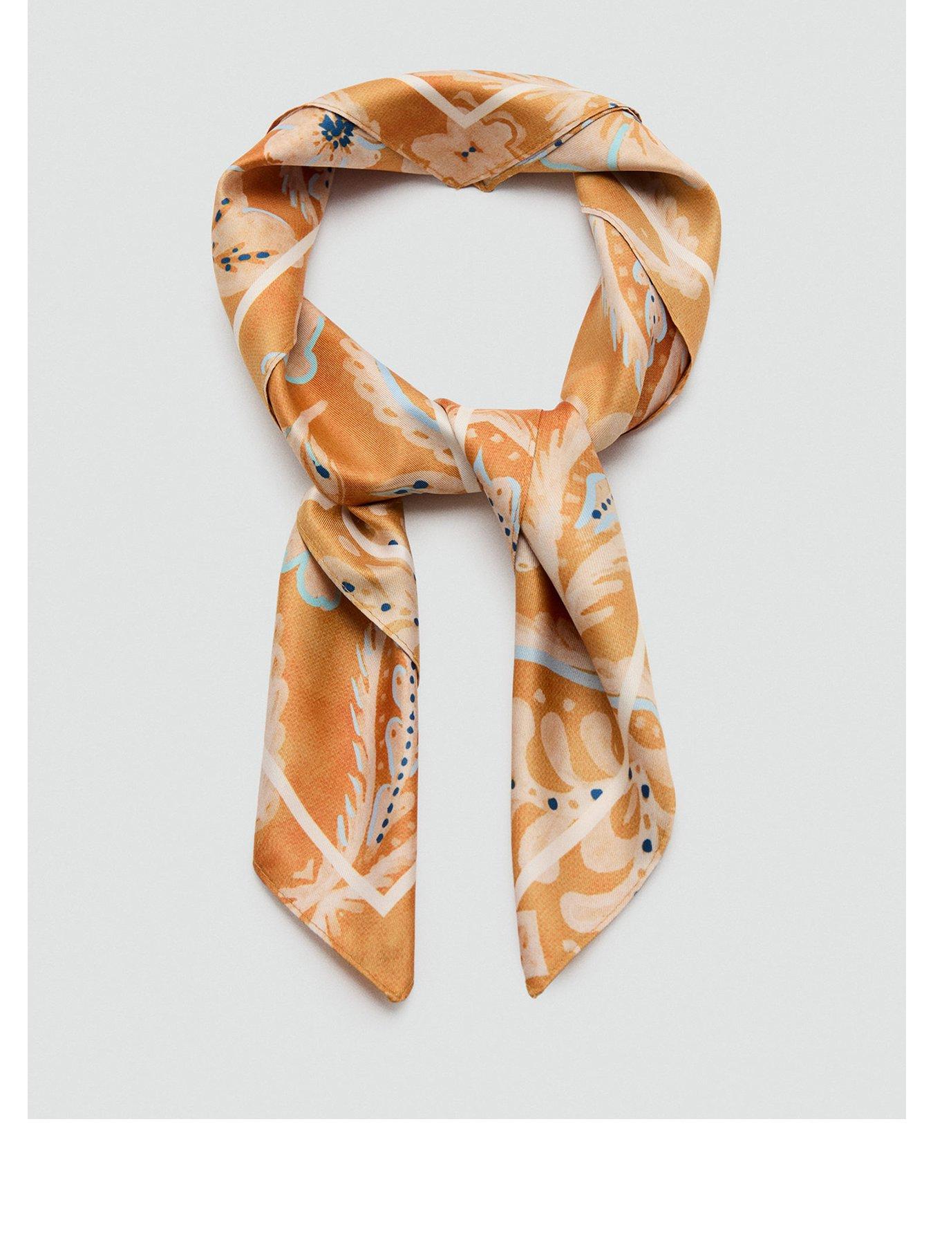 Image 1 of 3 of Mango Floral Print Scarf - Orange
