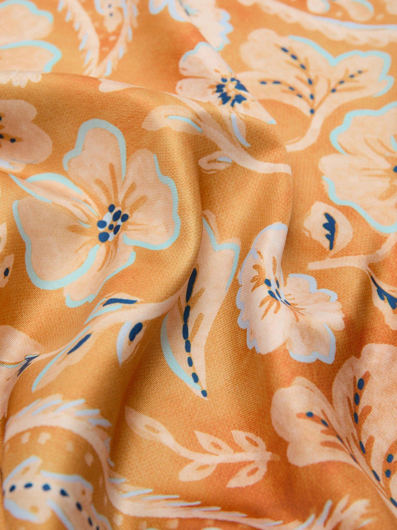 Image 2 of 3 of Mango Floral Print Scarf - Orange