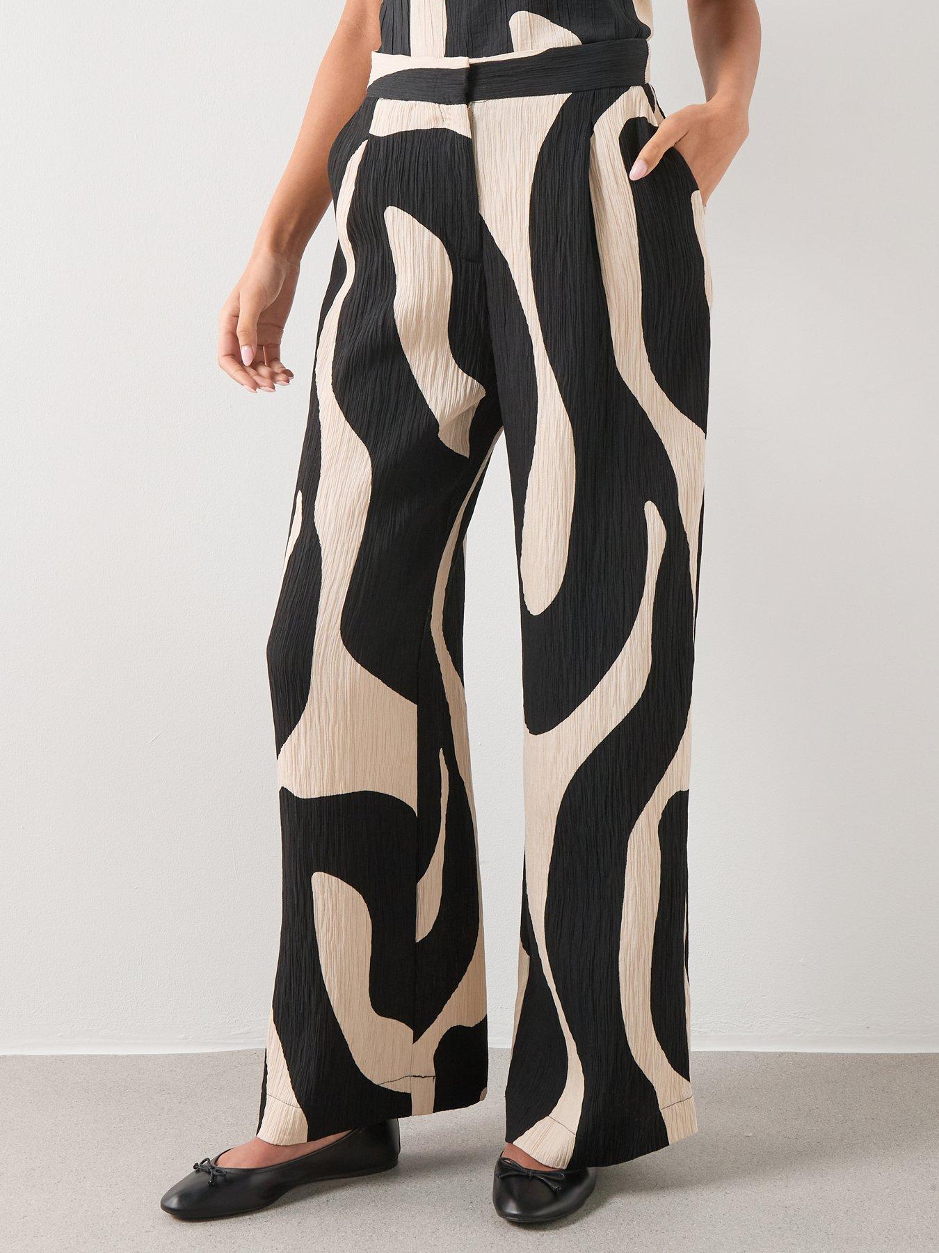 Mango Printed Co-ord Straight Trousers - Black