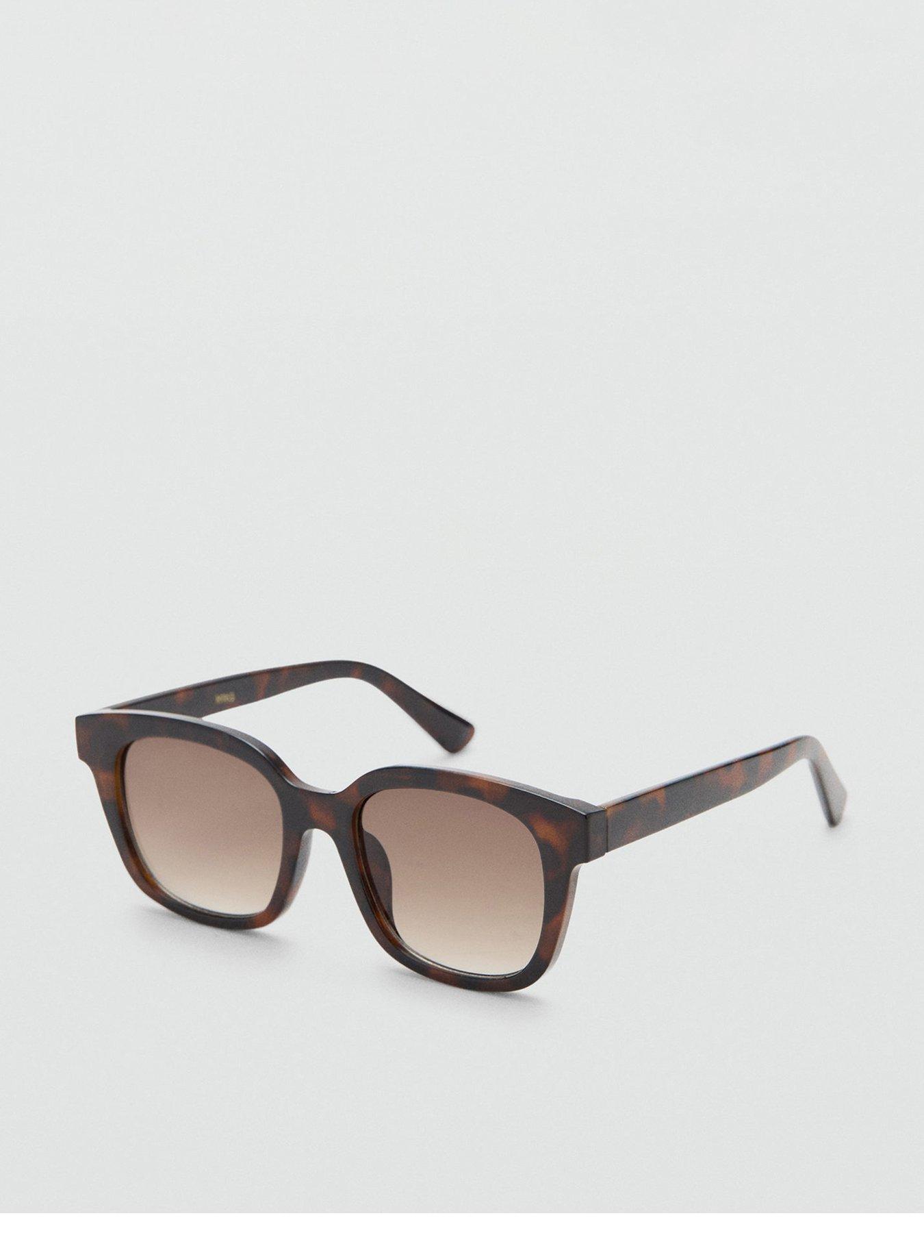 front image of mango-squared-frame-sunglasses-brown
