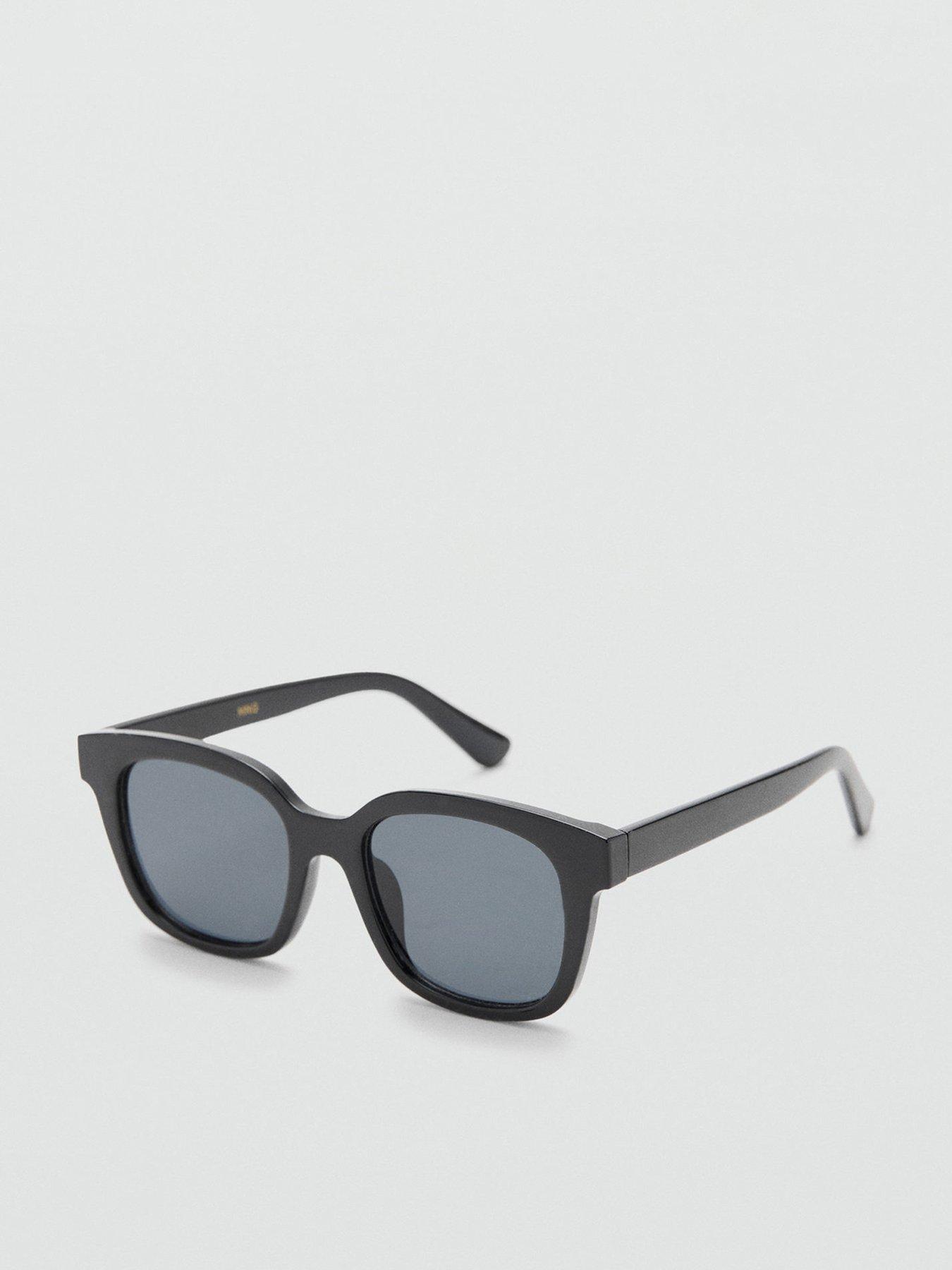 front image of mango-squared-frame-sunglasses-black