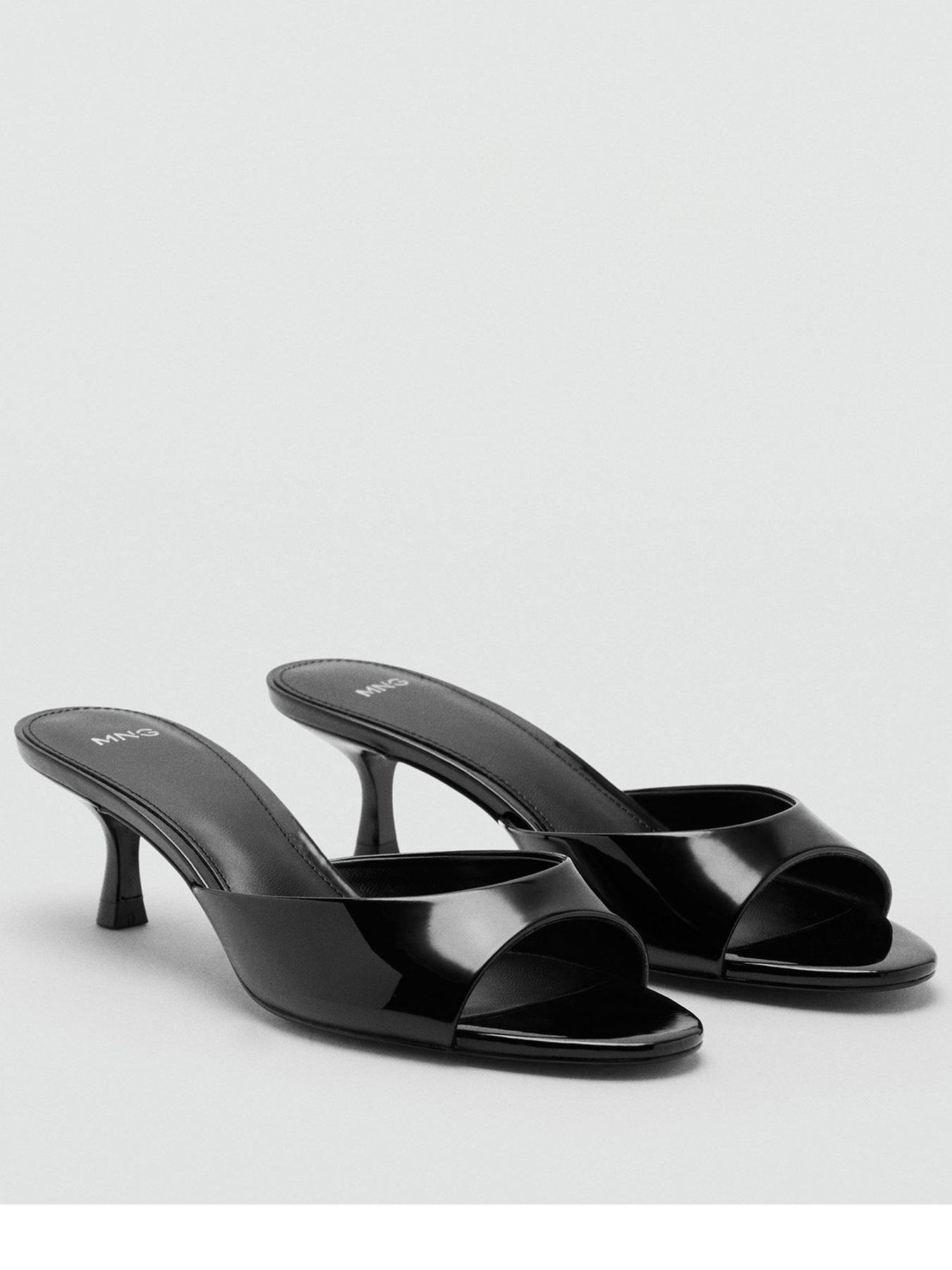 Image 1 of 5 of Mango Kitten-heel Sandals With Strap - Black