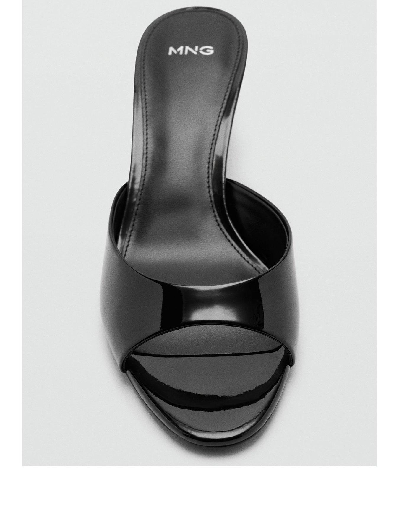 Image 3 of 5 of Mango Kitten-heel Sandals With Strap - Black