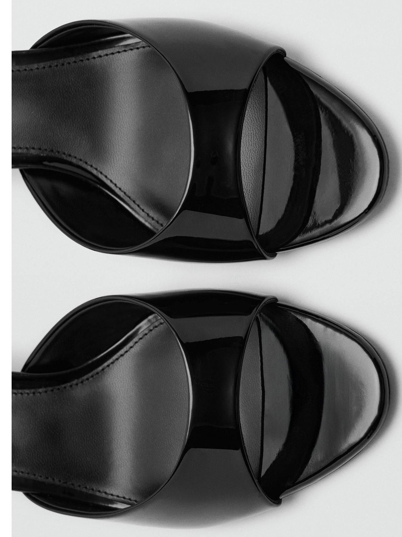 Image 4 of 5 of Mango Kitten-heel Sandals With Strap - Black