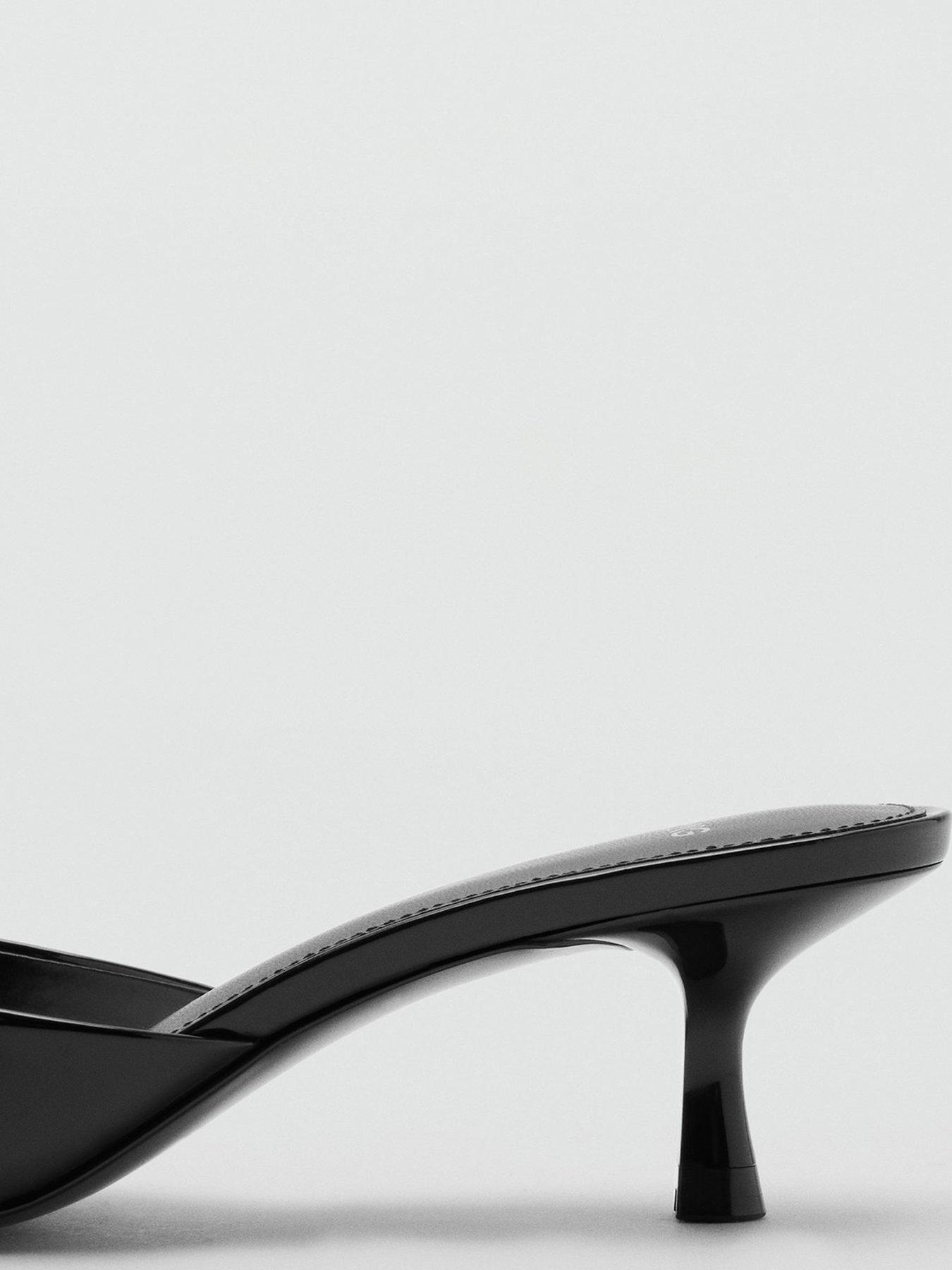 Image 5 of 5 of Mango Kitten-heel Sandals With Strap - Black