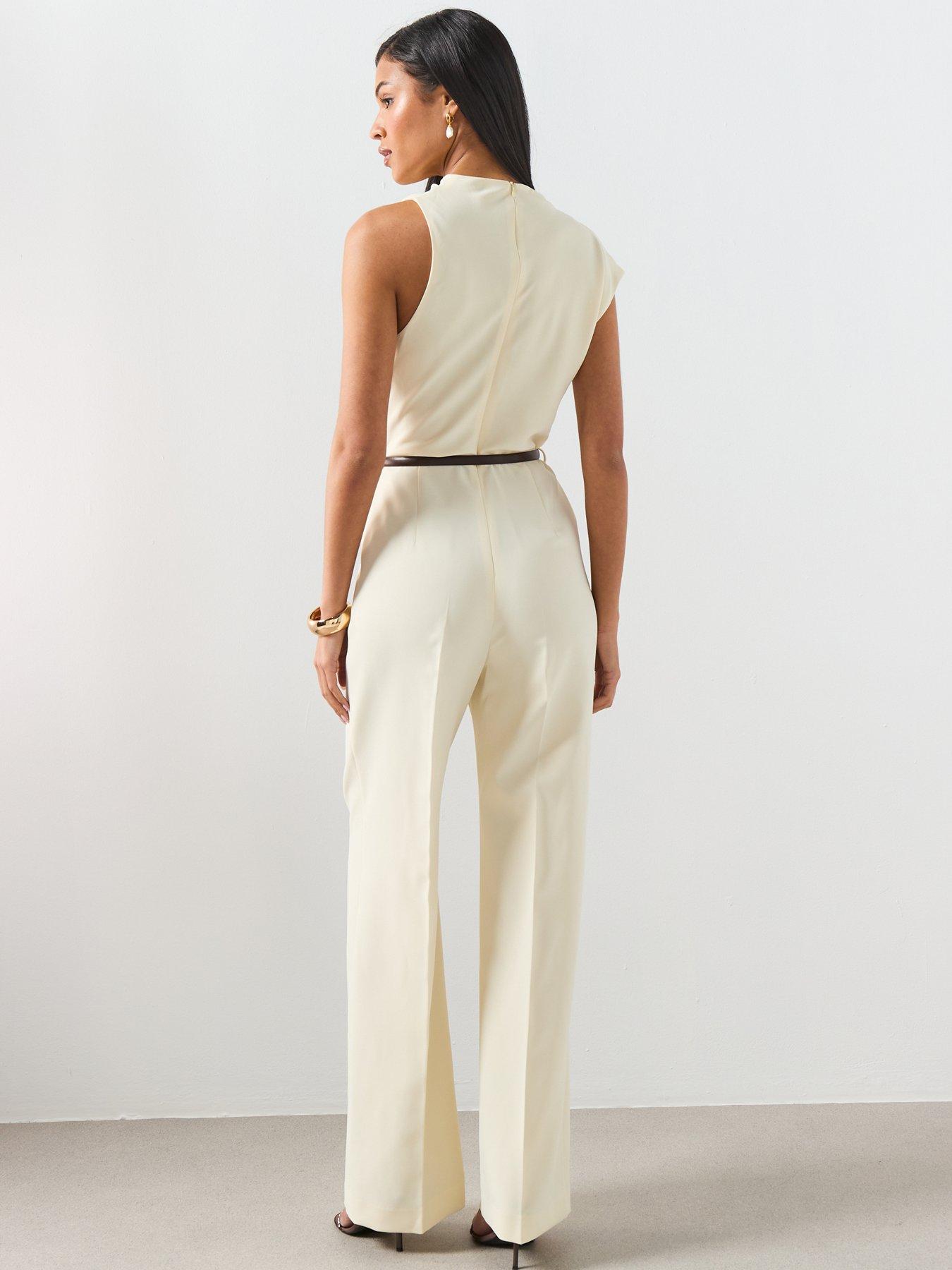 stillFront image of mango-asymmetric-long-jumpsuit-ecru