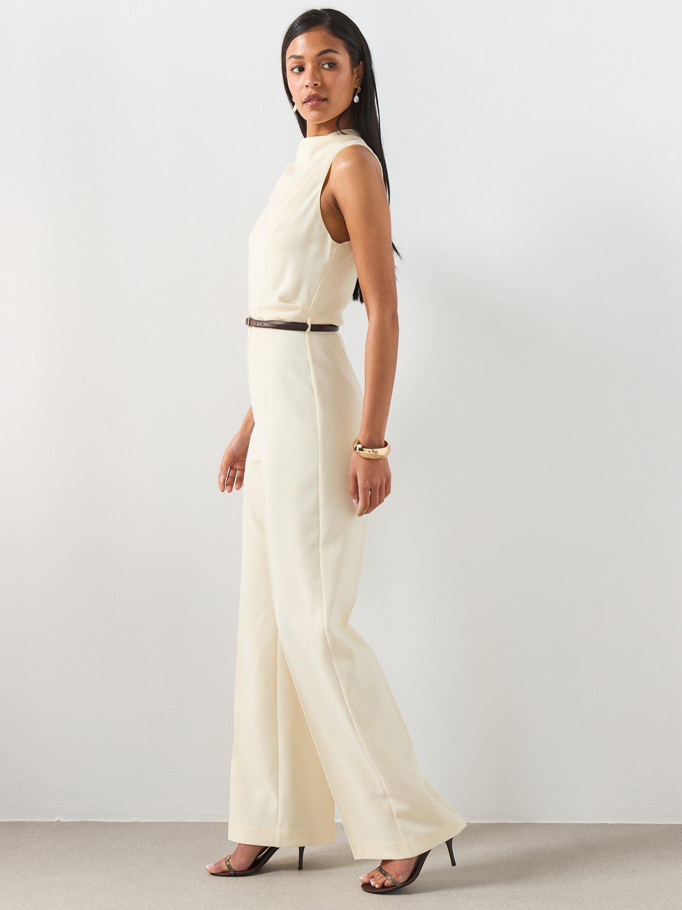  image of mango-asymmetric-long-jumpsuit-ecru