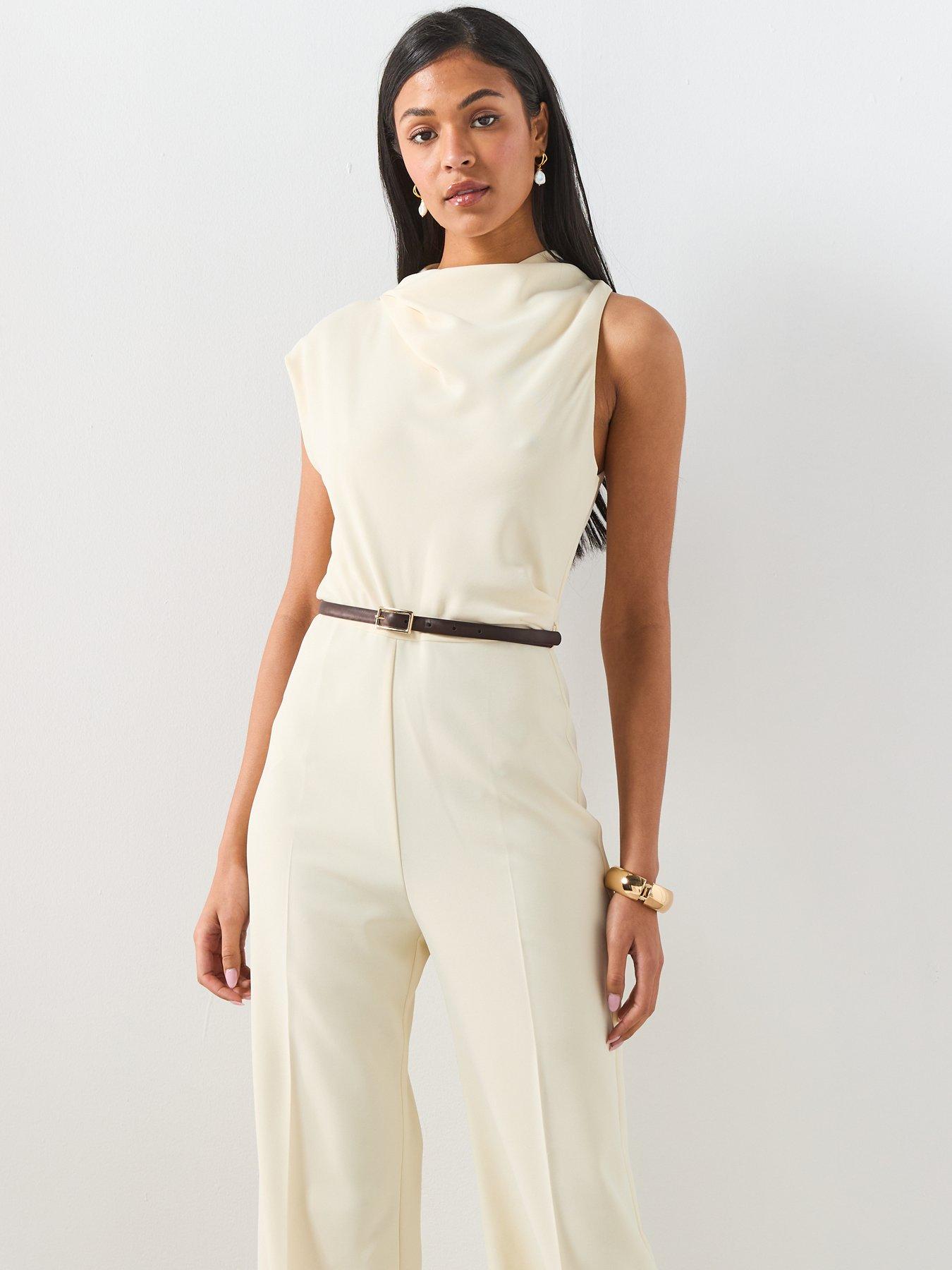  image of mango-asymmetric-long-jumpsuit-ecru