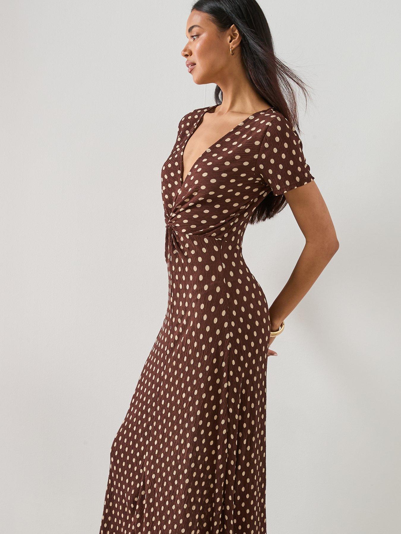 Image 5 of 6 of Mango Printed Midi-dress - Brown