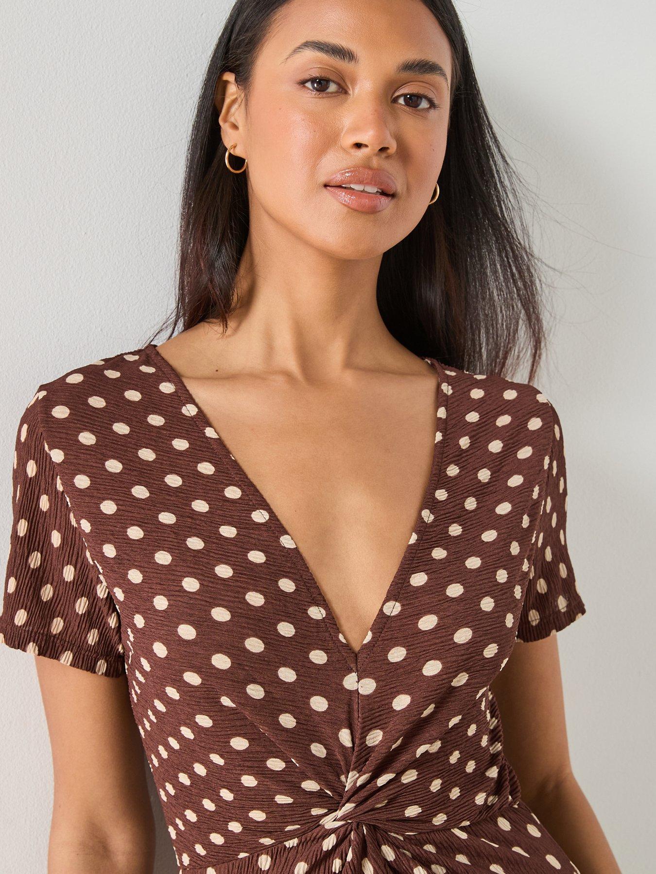 Image 6 of 6 of Mango Printed Midi-dress - Brown
