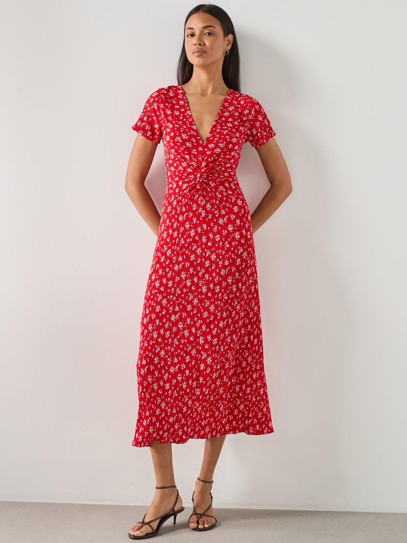 Mango Printed Midi Dress - Red