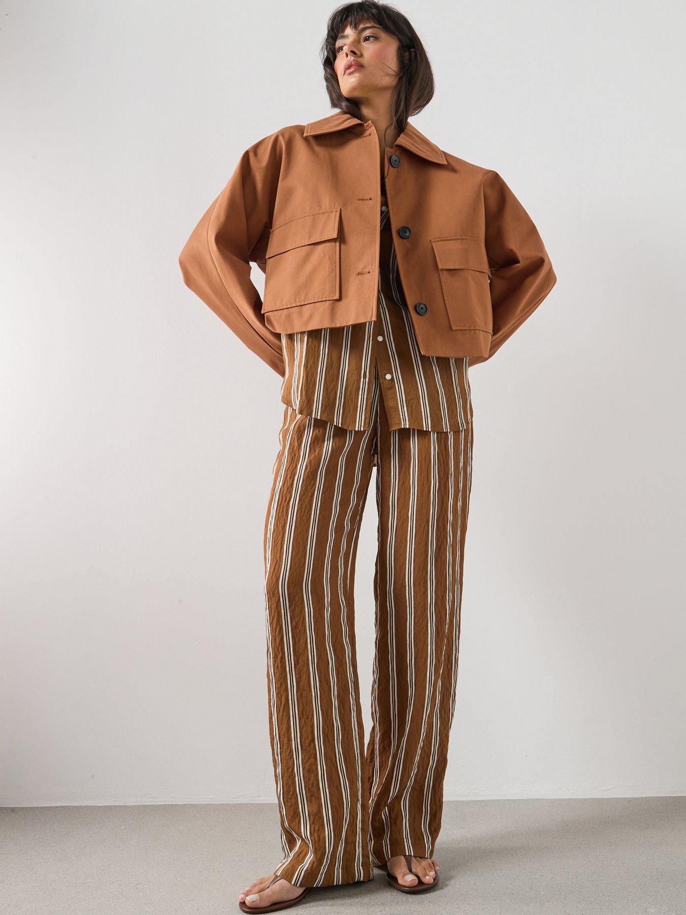 Image 3 of 6 of Mango Cotton Jacket With Pockets - Brown