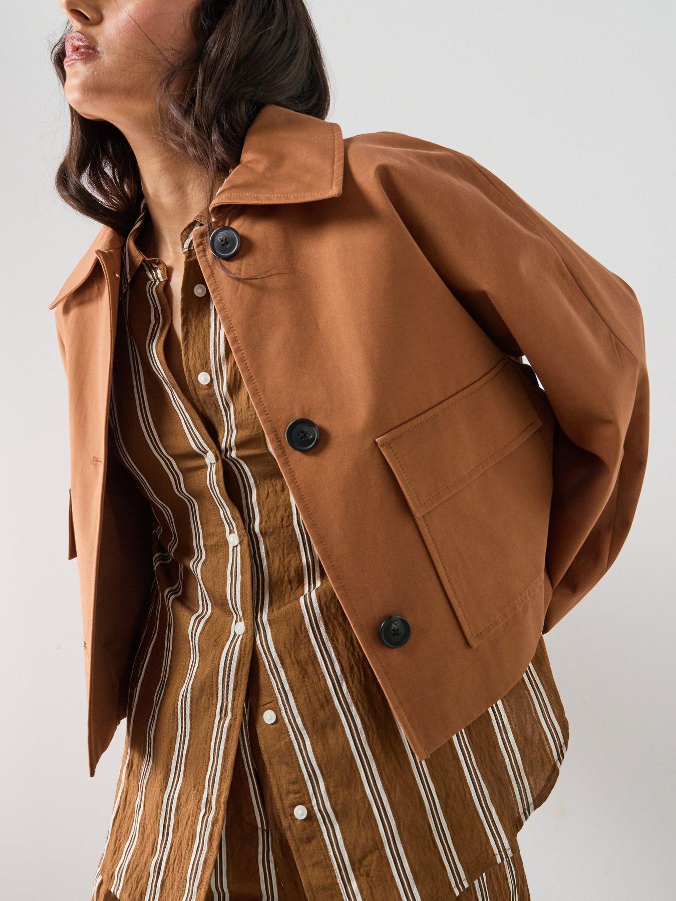 Image 4 of 6 of Mango Cotton Jacket With Pockets - Brown
