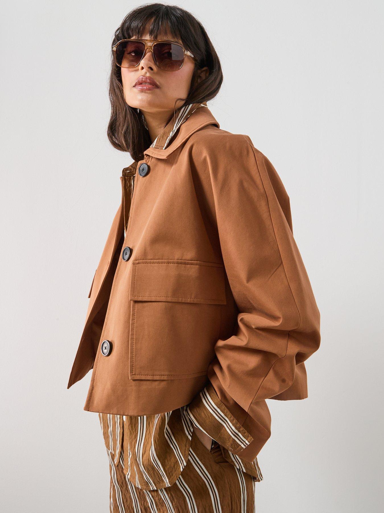 Image 5 of 6 of Mango Cotton Jacket With Pockets - Brown